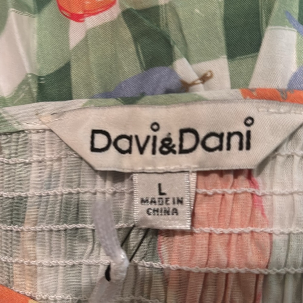 DAVI & DANI FRUITS PRINTED SMOCKING MINI DRESS size L NWT - Picture 5 of 9